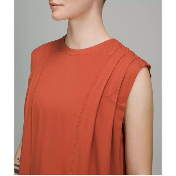 Lululemon Pleated Modal Red Rock Tank Top size 10 - Picture 1 of 9